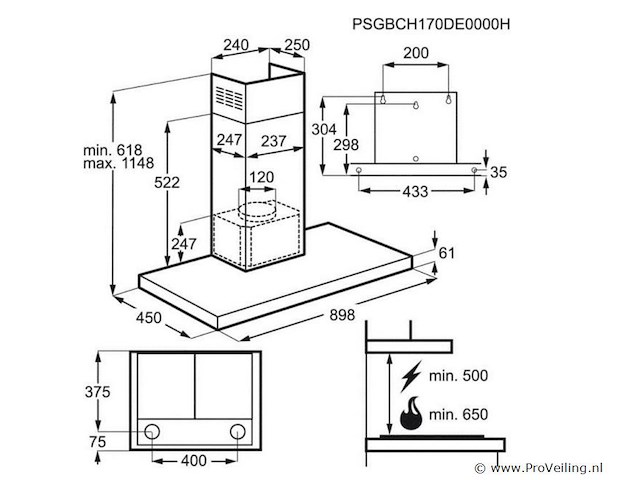 Aeg dbe0900m wandschouwkap (motorloos) - afbeelding 2 van  2