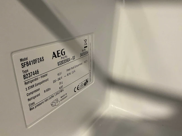 Aeg sfb410f2as koelkast - afbeelding 2 van  6