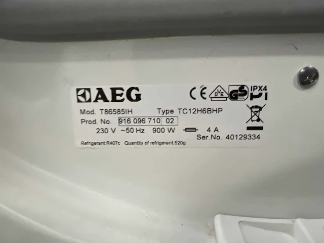 Aeg t86585ih vrijstaand voorbelading 8kg a++ wit - afbeelding 6 van  6