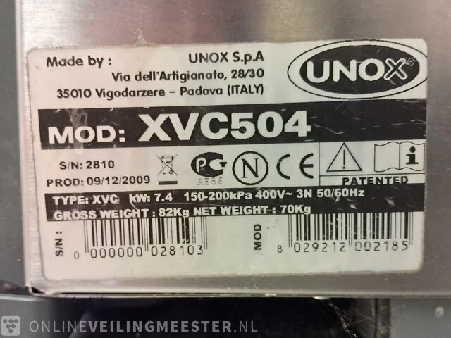 Afbakoven unox, xvc504, bouwjaar 2009 - afbeelding 5 van  8