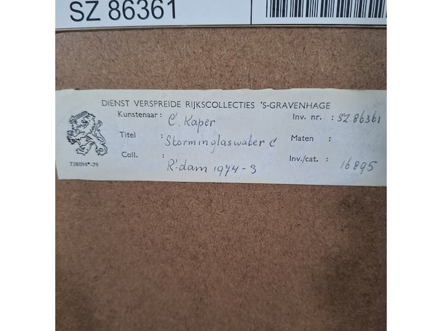 Afbeelding in lijst, c. kaper, een storm in glas water c 21/26, 1972 - afbeelding 8 van  8