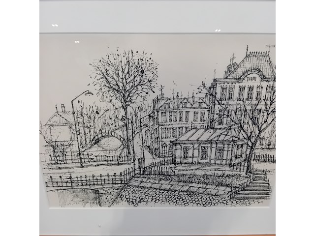 Afbeelding in lijst, e. klement, huizencomplex + gracht - afbeelding 4 van  7