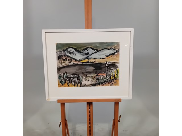 Afbeelding in lijst, f. wiegers, landschap, 1969 - afbeelding 1 van  7