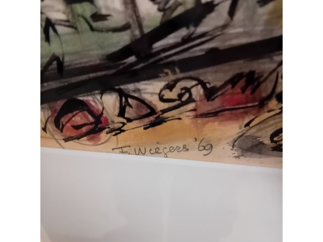 Afbeelding in lijst, f. wiegers, landschap, 1969 - afbeelding 5 van  7