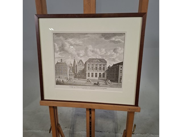 Afbeelding in lijst, gezigt op s'gravensteen en gevangenhuis, te leyden - afbeelding 1 van  8