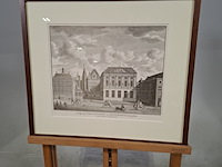 Afbeelding in lijst, gezigt op s'gravensteen en gevangenhuis, te leyden - afbeelding 1 van  8