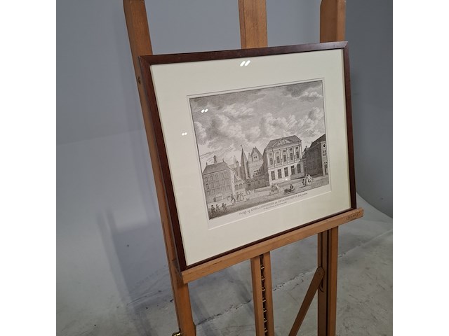 Afbeelding in lijst, gezigt op s'gravensteen en gevangenhuis, te leyden - afbeelding 2 van  8