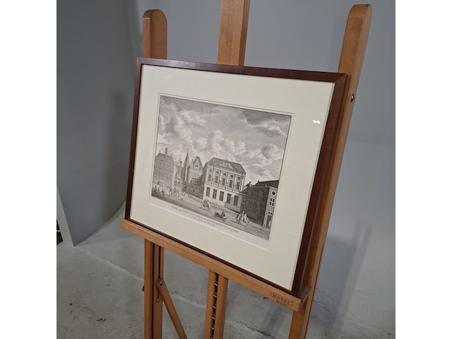 Afbeelding in lijst, gezigt op s'gravensteen en gevangenhuis, te leyden - afbeelding 3 van  8