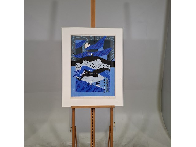 Afbeelding in lijst, maria neefjes, winterse kamer met tent 37/50, 1987 - afbeelding 1 van  8