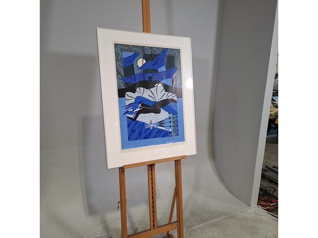 Afbeelding in lijst, maria neefjes, winterse kamer met tent 37/50, 1987 - afbeelding 2 van  8