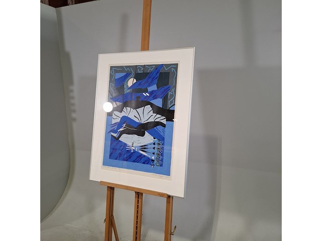 Afbeelding in lijst, maria neefjes, winterse kamer met tent 37/50, 1987 - afbeelding 3 van  8