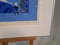 Afbeelding in lijst, maria neefjes, winterse kamer met tent 37/50, 1987 - afbeelding 4 van  8