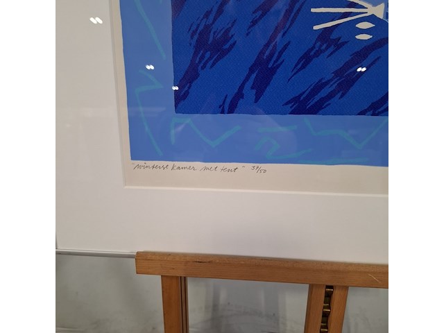 Afbeelding in lijst, maria neefjes, winterse kamer met tent 37/50, 1987 - afbeelding 5 van  8