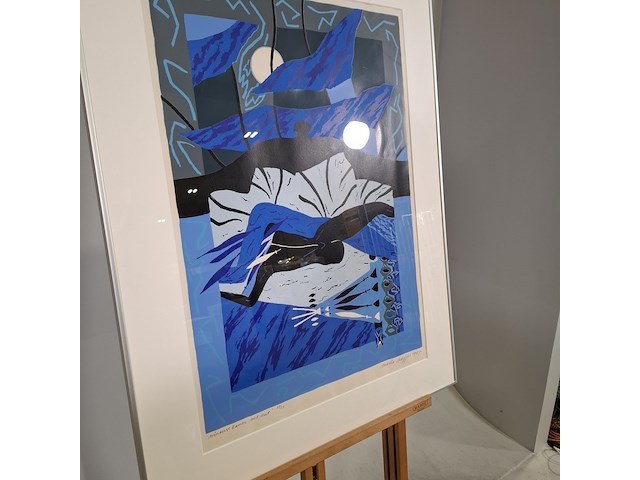 Afbeelding in lijst, maria neefjes, winterse kamer met tent 37/50, 1987 - afbeelding 6 van  8