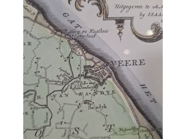 Afbeelding in lijst, voorstelling kaart van het eiland walcheren - afbeelding 4 van  7