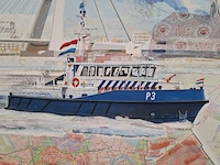 Afbeelding in lijst, voorstelling politieboot bij erasmusbrug - afbeelding 4 van  8