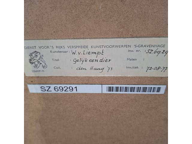 Afbeelding in lijst, w.v. liempt, gelijk een dier, 1969 - afbeelding 7 van  7