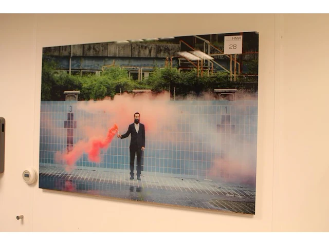 Afbeelding op (plexi) glas 70 x 105 cm. let op! een hoek beschadigd. - afbeelding 2 van  3