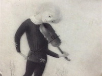 Afdruk vioolspeelster - afbeelding 2 van  2