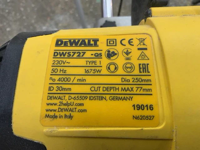 Afkortcirkel zaag, dewalt, dws727-qs, geel - afbeelding 6 van  6