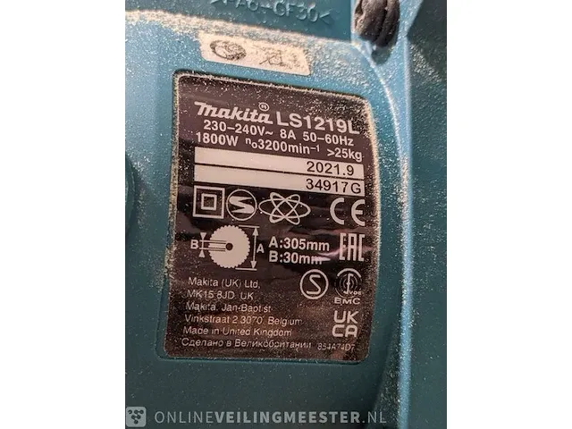 Afkortzaag met stofzuiger makita, ls 1219l, bouwjaar 2021 - afbeelding 3 van  14