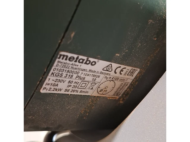 Afkortzaag, metabo, kgs 315 plus - afbeelding 8 van  9