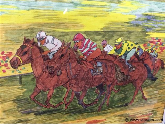 Afruk paardenrace getekend - afbeelding 2 van  3