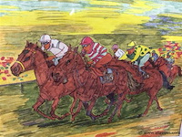 Afruk paardenrace getekend - afbeelding 2 van  3