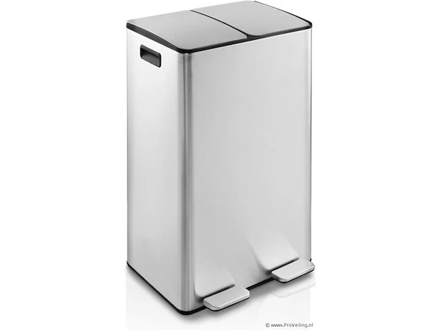 Afvalbak, dubbel - 2x30ltr - kleur zilver - afbeelding 1 van  4