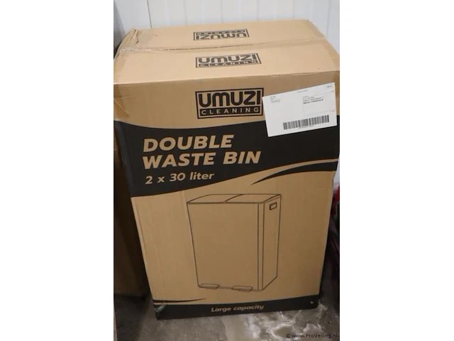 Afvalbak, dubbel - 2x30ltr - kleur zilver - afbeelding 2 van  4