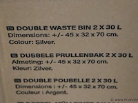 Afvalbak, dubbel - 2x30ltr - kleur zilver - afbeelding 4 van  4