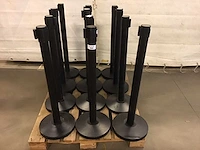 Afzetpaal (12x) zwart met treklint - afbeelding 1 van  2