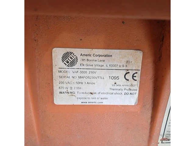 Afzuiginstallatie 230v 3.400m³/uur ~, schaefer ventilation, americ vaf-3000, 2012 - afbeelding 6 van  6