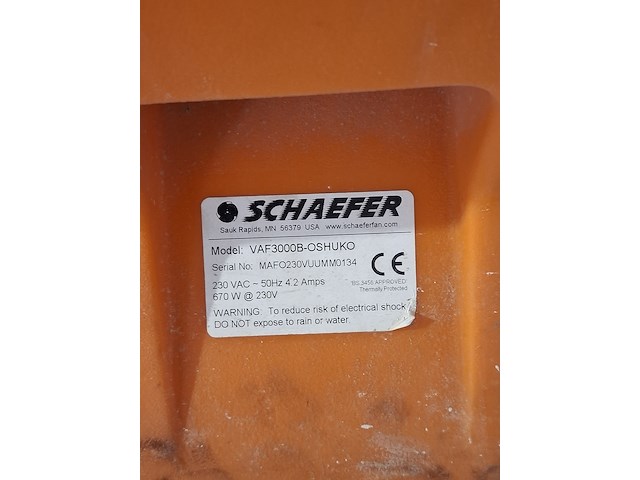 Afzuiginstallatie 230v 3.400m³/uur ~ schaefer ventilation, americ vaf-3000, bouwjaar 2014 - afbeelding 3 van  4