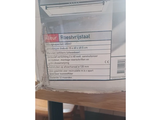 Afzuigkap rvs karwei nieuw in doos geen retour aantal 1 stuks. - afbeelding 4 van  7