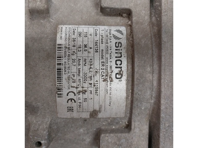 Aggregaat benzine 3,6kva 2x230v pa europower generators, ep4100, bouwjaar 2018 - afbeelding 8 van  8