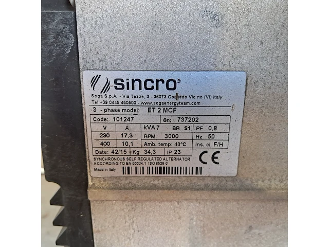 Aggregaat benzine 6,5kva 1x230v ra 1x400v, europower generators, ep6500t, 2015 - afbeelding 11 van  11