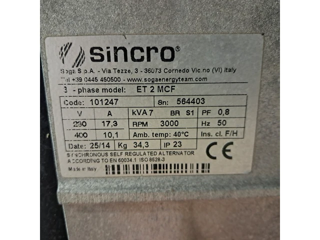 Aggregaat benzine 6,5kva 1x230v ra 1x400v europower generators, ep6500t, bouwjaar 2014 - afbeelding 7 van  7
