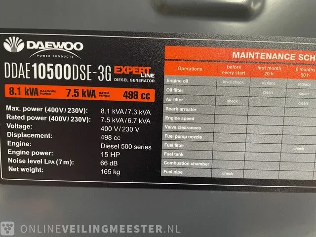 Aggregaat diesel daewoo, dae10500dse, wit, bouwjaar 2023 - afbeelding 4 van  6