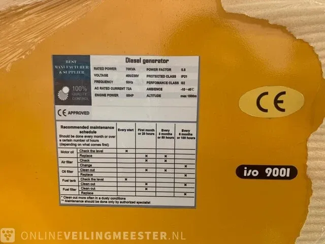 Aggregaat/diesel generator 70kva bouwjaar 2022 - afbeelding 4 van  6