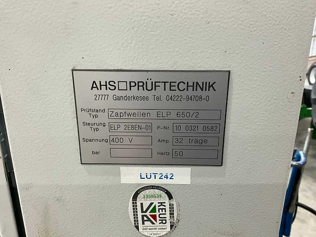 Ahs elp 650/2 traktor mobiele aftakas vermogenstester - afbeelding 8 van  12