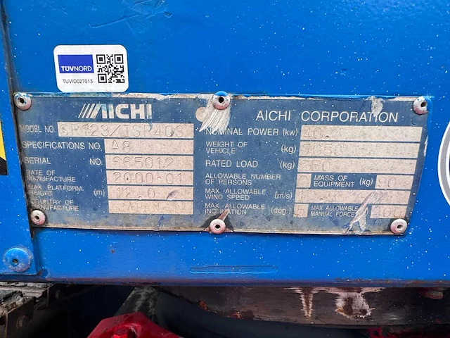 Aichi sr123/isr403 telescoophoogwerker - afbeelding 33 van  50