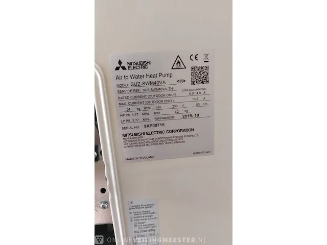 Air to water heat pump mitsubishi, suz-swm40va, bouwjaar 2019 - afbeelding 7 van  7