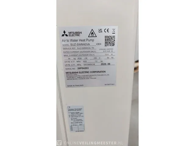 Air to water heat pump mitsubishi, suz-swm40va, bouwjaar 2022 - afbeelding 5 van  5