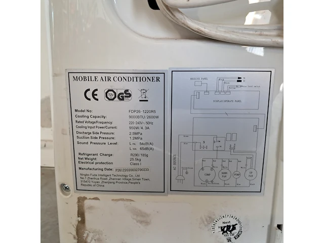 Airconditioning 2,6kw 230v - a8, ningbo yogar, fdp26-1220r5, 2020 - afbeelding 5 van  6