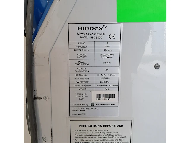 Airconditioning 7,5kw 230v - spot af22, hephzibah, hsc-3500, 2017 - afbeelding 2 van  10