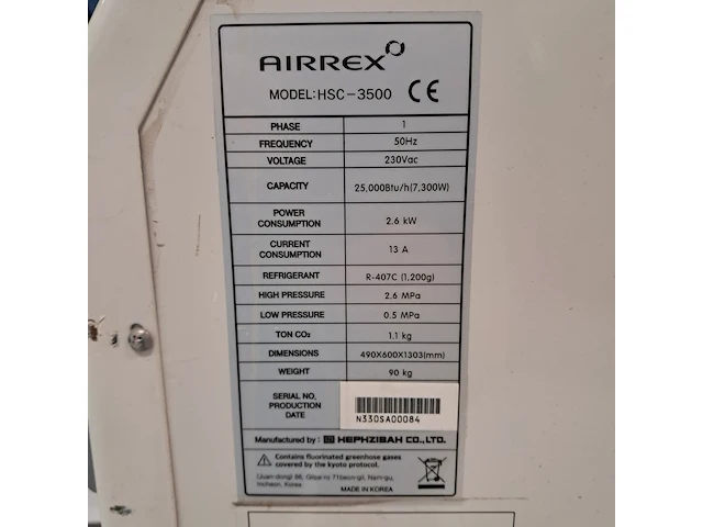 Airconditioning 7,5kw 230v - spot af22, hephzibah, hsc-3500, 2019 - afbeelding 6 van  6
