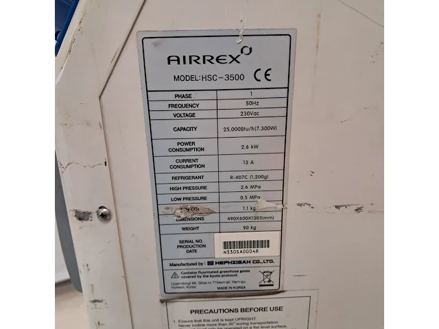 Airconditioning 7,5kw 230v - spot af22 hephzibah, hsc-3500, bouwjaar 2012 - afbeelding 6 van  6