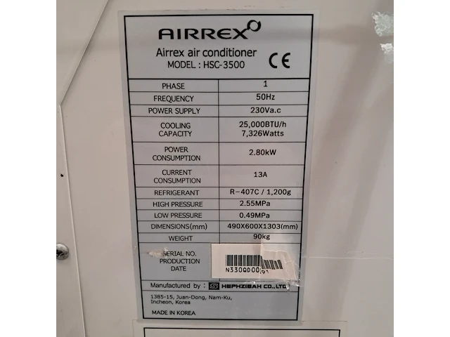Airconditioning 7,5kw 230v - spot af22 hephzibah, hsc-3500, bouwjaar 2017 - afbeelding 5 van  5