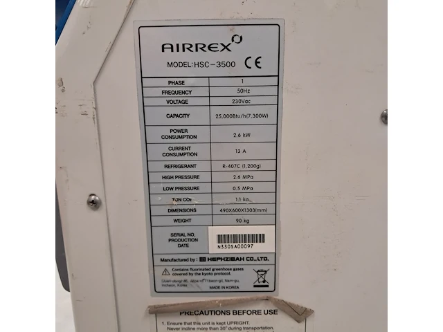 Airconditioning 7,5kw 230v - spot af22 hephzibah, hsc-3500, bouwjaar 2019 - afbeelding 5 van  6